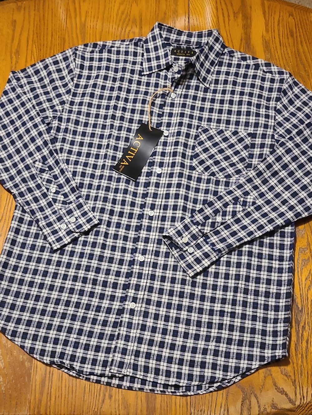Ativa NWT Men's Black, Navy and White Plaid Button-Down Shirt - XL